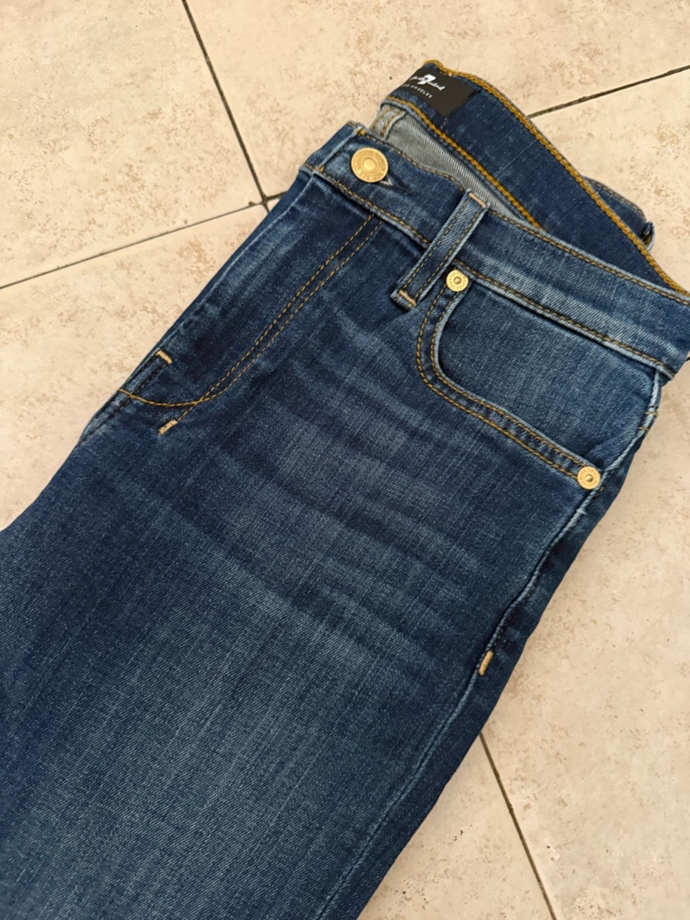7 For All Mankind Dark Indigo Wide Leg Jeans - Picture 8 of 12